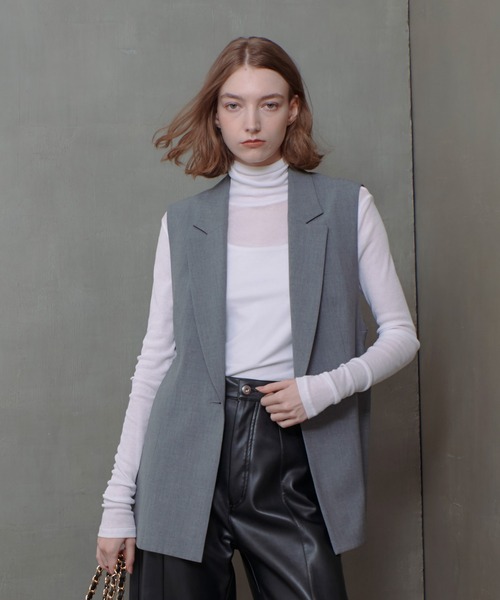 allureville ロングジレ ベスト allureville ベスト ジレ リネン混ジレ レディース : ZOZOTOWN