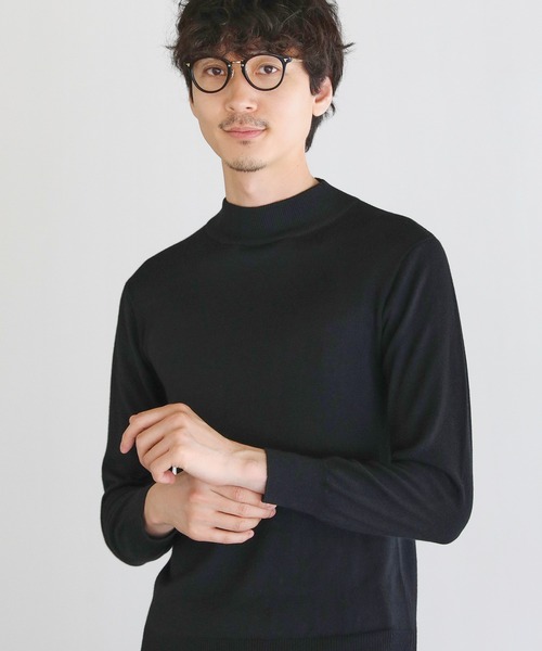 SPU（スプ） セーター ニット 12Gウール混カシミヤタッチモックネック