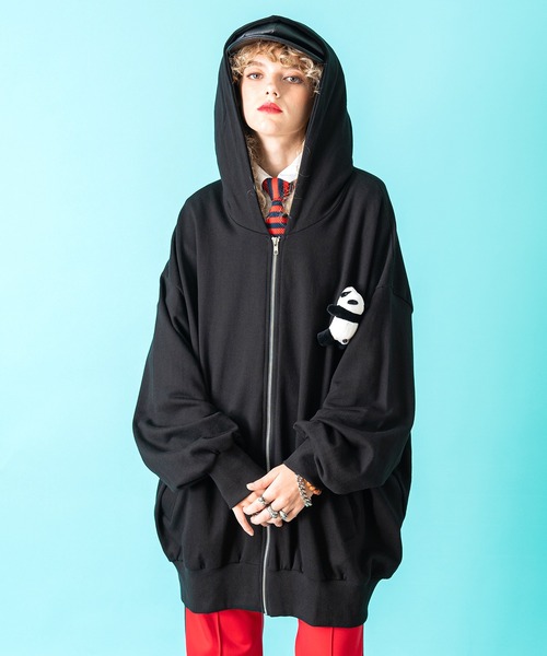 ankoROCK 羽柄パーカー ankoROCK パーカー TEDDY ジップアップパーカー -オーバーサイズ