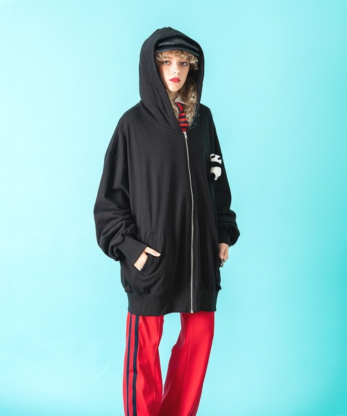 ankoROCK 羽柄パーカー ankoROCK パーカー TEDDY ジップアップパーカー -オーバーサイズ