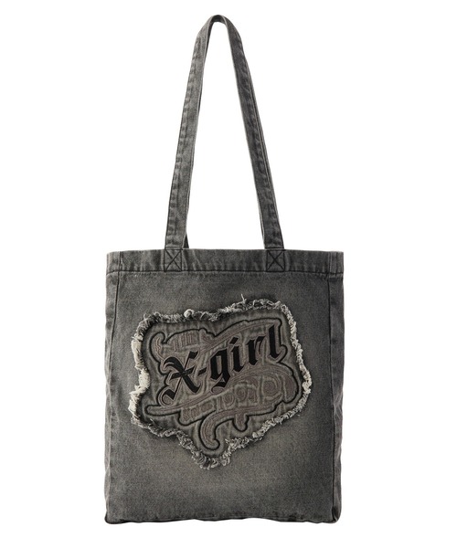 X-girl トートバッグ FADED LOGO PATCH DENIM TOTE BAG