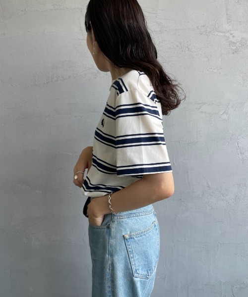 tシャツ 「FRED PERRY/フレッドペリー」 ファインストライプ ワンポイントロゴ刺繍Tシャツ レディース メンズ FRED PERRY tシャツ 「FRED PERRY/フレッドペリー」 ファイン