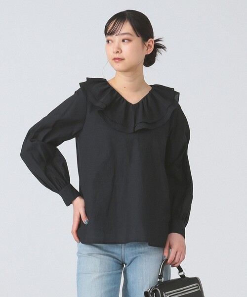 ブラウス シャツ ラッフル ダブルカラー ブラウス レディース