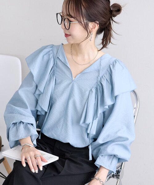 ブラウス シャツ 「新色追加!/6色展開」フリルブラウス「WEB限定カラーあり」 レディース 新色追加!/6色展開】フリルブラウス《WEB限定カラーあり
