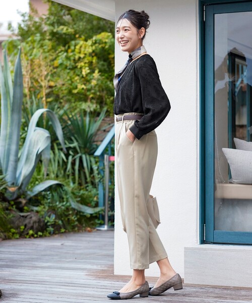 現行　プランテーション　フラワーブラウス　シャツ　ウールコットン　ジャガード Tiaclasse ブラウス シャツ フラワージャガードブラウス レディース