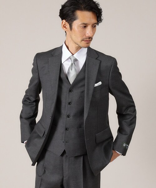 【DORMEUIL AMADEUS365】ピンストライプ ベスト3ピース対応 TAKEO KIKUCHI スーツ ベスト 「DORMEUIL AMADEUS365」ピン