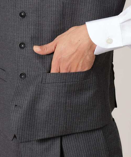 【DORMEUIL AMADEUS365】ピンストライプ ベスト3ピース対応 TAKEO KIKUCHI スーツ ベスト 「DORMEUIL AMADEUS365」ピン