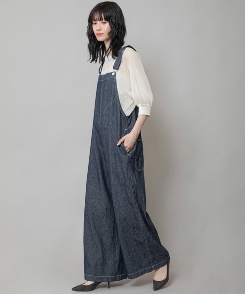 美品　ダントン　コットン　リネン　綿　麻　オーバーオール　サロペット　ロゴ　36 DANTON（ダントン）の「[DANTON/ダントン] コットンリネン