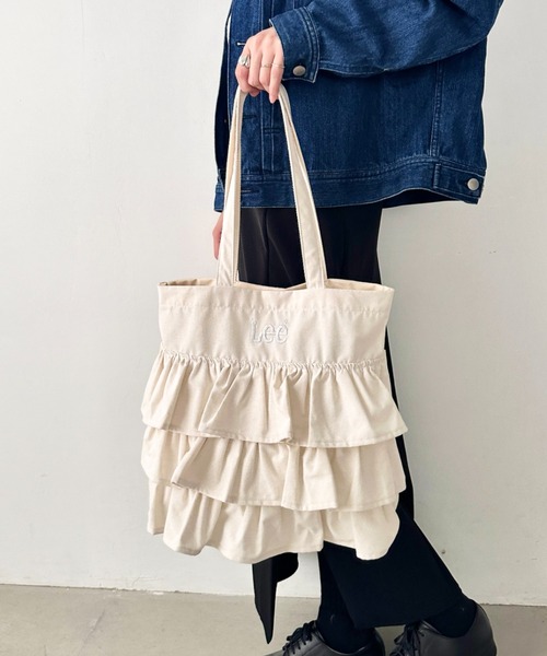 Lee トートバッグ Lee/リー フリル BIGトートバッグ/ロゴ刺繍