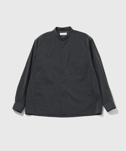 ADAM ET ROPE' シャツ ストレッチナイロン バンドカラーシャツ
