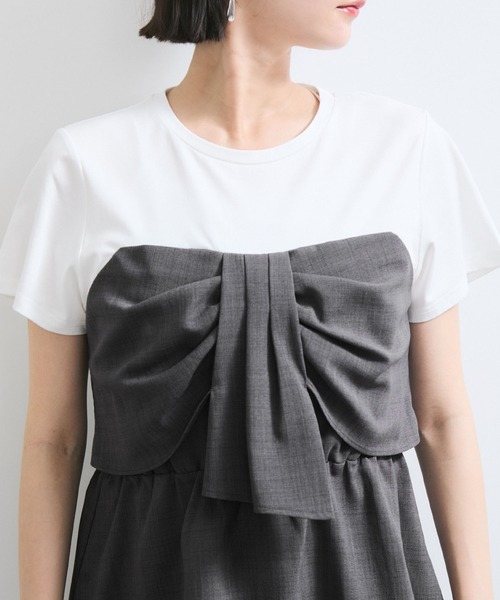 tシャツ 「新色追加」「美easy」ねじりリボンTシャツドッキングプルオーバー「接触冷感/洗える」 レディース VIS｜【新色追加】【美easy】ねじりリボンTシャツドッキングプル