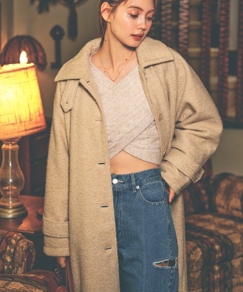 「moment+」 ステンカラーコート L アイボリー レディース_画像4