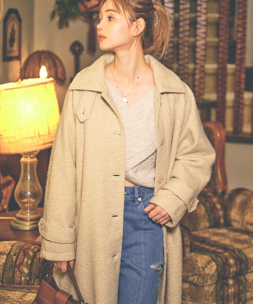 「moment+」 ステンカラーコート L アイボリー レディース_画像9