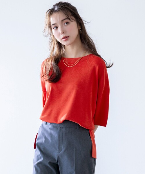 So close,◆接触冷感UVカット ボウタイニットプルオーバー UVカット》おうちで洗える ボウタイニットプルオーバー【CF