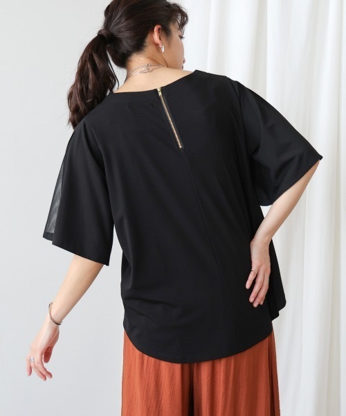 tシャツ 袖フレアメッシュプルオーバー レディース Bou Jeloud tシャツ 袖フレアメッシュプルオーバー レディース