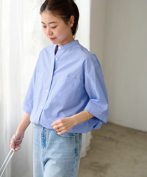 ブラウス シャツ ストライプドロストバンドカラーシャツ レディース JOURNAL STANDARD relume ブラウス シャツ 「追加」ストライプ