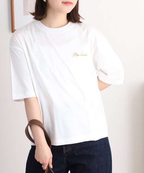 tシャツ BRODIAEA テープリボンスリット半袖Tシャツ レディース tシャツ BRODIAEA テープリボンスリット半袖Tシャツ レディース