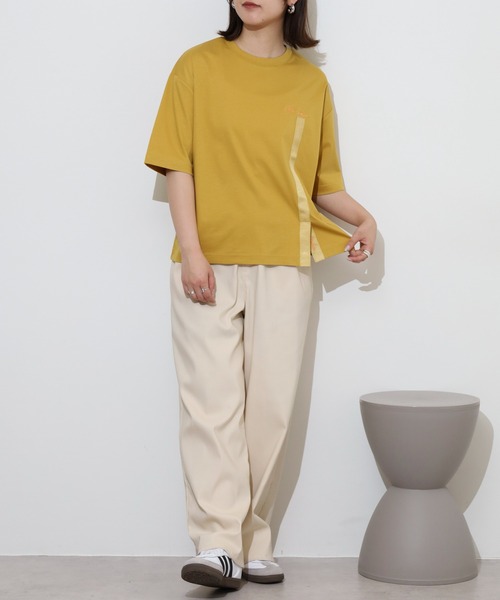tシャツ BRODIAEA テープリボンスリット半袖Tシャツ レディース tシャツ BRODIAEA テープリボンスリット半袖Tシャツ レディース
