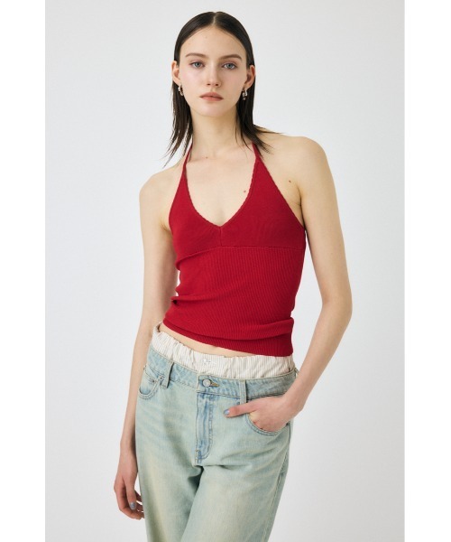 MOUSSY HALTER KNIT キャミ キャミソール レッド MOUSSY HALTER KNIT キャミ キャミソール レッド MOUSSY