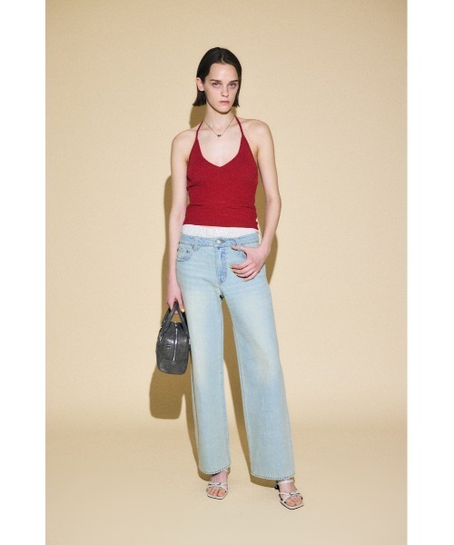 MOUSSY HALTER KNIT キャミ キャミソール レッド MOUSSY キャミソール 「セットアップ対応」HALTER KNIT