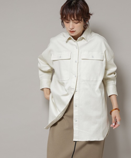 美品♪ヘルシーデニム Plage別注 ホワイトデニム ビッグシャツ ゆったり Healthy denim（ヘルシーデニム） ブラウス シャツ Healthy DENIM