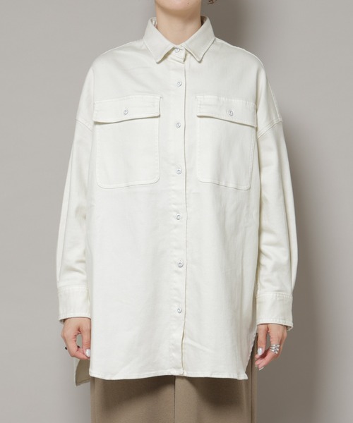 美品♪ヘルシーデニム Plage別注 ホワイトデニム ビッグシャツ ゆったり Healthy denim（ヘルシーデニム） ブラウス シャツ Healthy DENIM