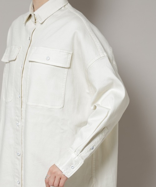 美品♪ヘルシーデニム Plage別注 ホワイトデニム ビッグシャツ ゆったり Healthy denim（ヘルシーデニム） ブラウス シャツ Healthy DENIM