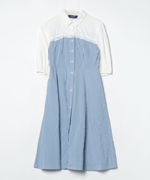 M's Gracy デニムストライプ 半袖シャツワンピース M'S GRACY 「M'S GRACY」 シャツワンピース 38 ブルー