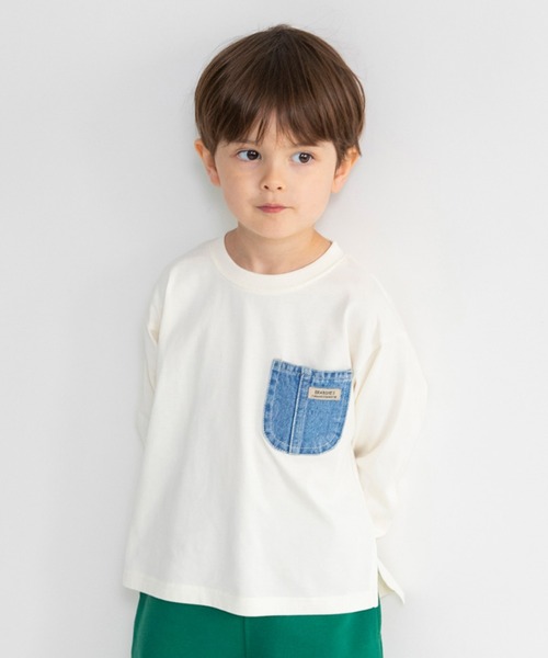 branshes（ブランシェス） tシャツ デニムポケット長袖Tシャツ ロンT