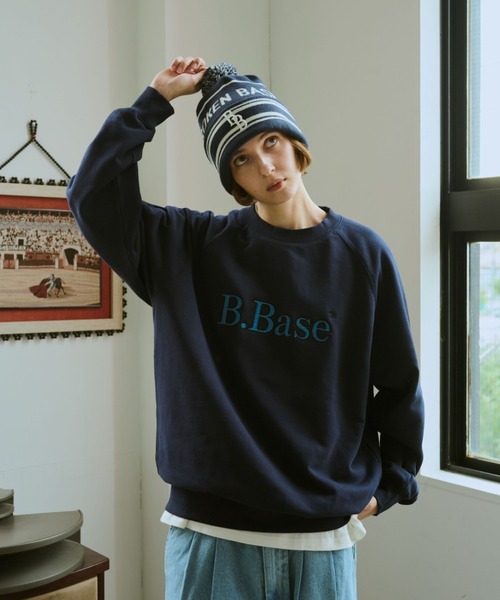 B.Base フレームドパネルスウェット ネイビー BROKEN BASE（ブロークンベース） パーカー B.Base Framed Panel Sweat
