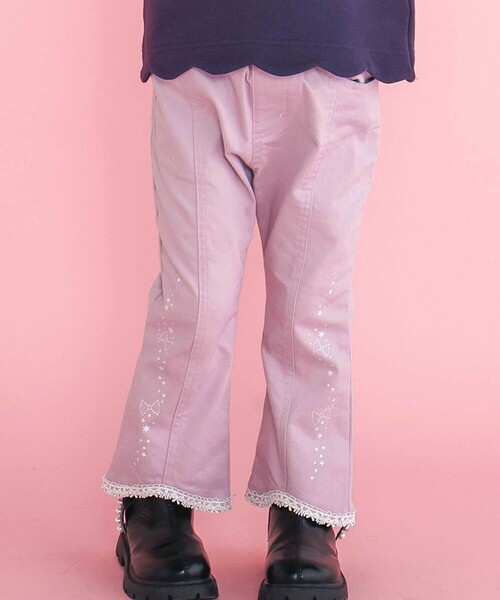 SLAP SLIP（スラップスリップ） パンツ キラキラプリント裾レース