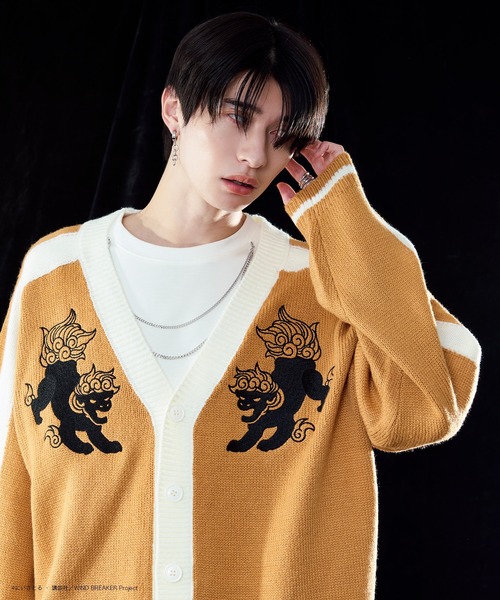 ロエン×セマンティックデザイン☠ラビッファー付き ニットカーディガン Ellno Loset（エルノロゼット） カーディガン 「WIND BREAKERコラボ
