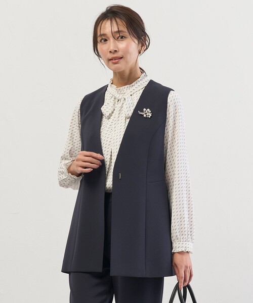 コート アウター 「セットアップ対応」セラテリーダブルクロス ジレ レディースの画像