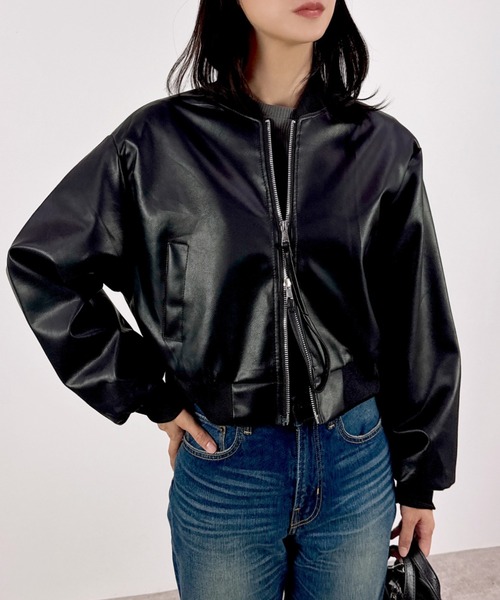 CLOTHY ma1 ma-1 「高級感あふれるツヤ感素材♪」ショート丈MA-1