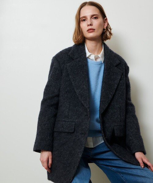 allureville✨ダブルフェイス　ガウンコート　シャギー楚材　アルパカ　M allureville✨ダブルフェイス ガウンコート シャギー楚材 アルパカ M