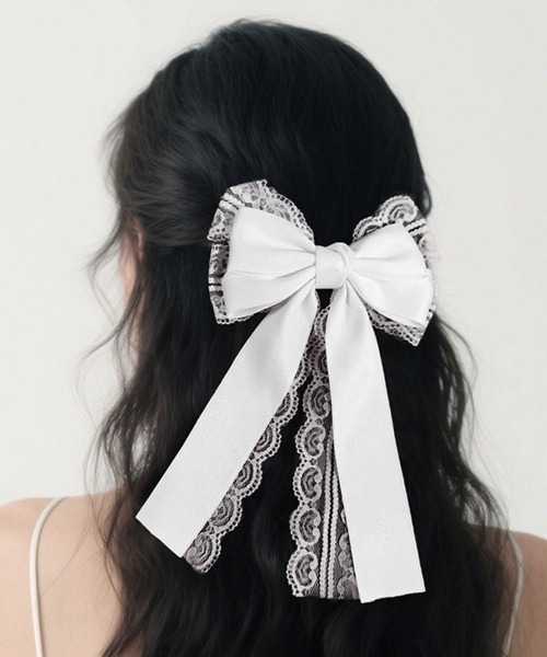 Mayree ヘアクリップ 「urge select」リボン×レース ゴシック ヘア