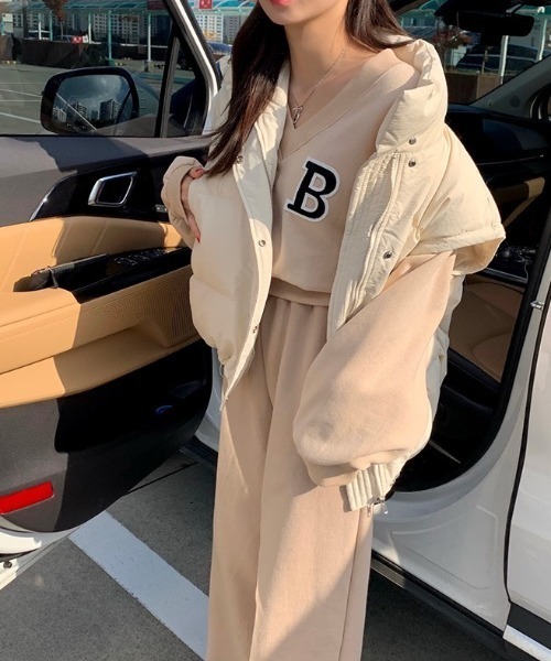 FAVORITO セットアップ 裏ボアVネックスウェットショートトップス