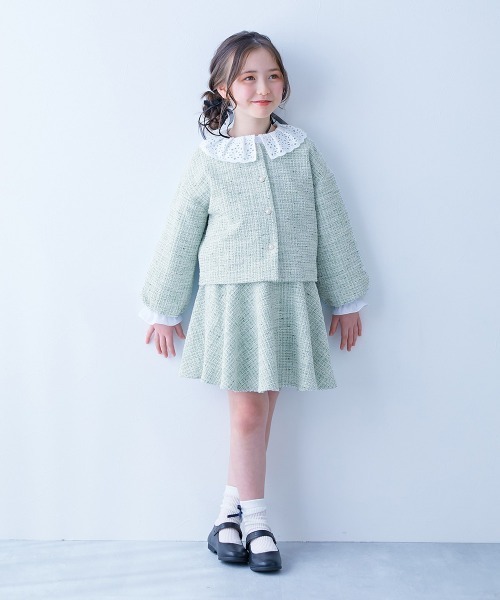フォーマル 発表会 卒園式 入学式 フォーマル ガールズノーカラー ツイードセットアップ キッズ 子供服 女の子 | devirock | 11