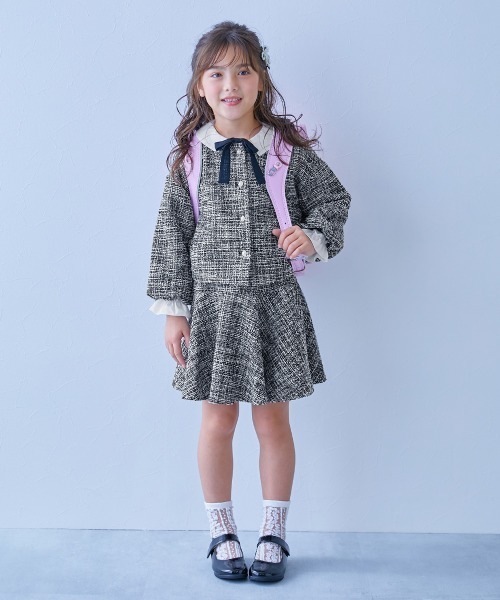 フォーマル 発表会 卒園式 入学式 フォーマル ガールズノーカラー ツイードセットアップ キッズ 子供服 女の子 | devirock | 17