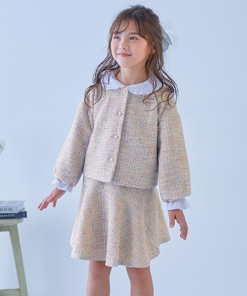 フォーマル 発表会 卒園式 入学式 フォーマル ガールズノーカラー ツイードセットアップ キッズ 子供服 女の子 | devirock | 22