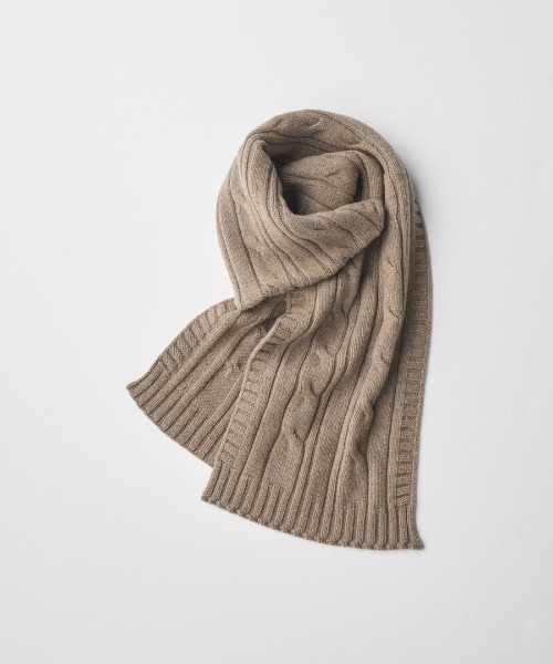 【未使用タグ付】JOHN SMEDLEY カシミヤ混 ケーブル編み マフラー 黒 JOHN SMEDLEY（ジョンスメドレー） マフラー 「Eco Cashmere」カシミヤ