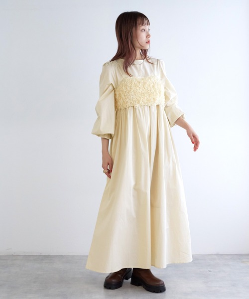 「w closet」 コンビワンピース FREE ベージュ レディース_画像4