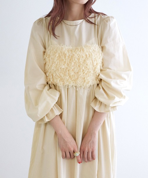 「w closet」 コンビワンピース FREE ベージュ レディース_画像5