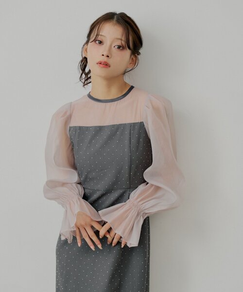 Chico（チコ） ワンピース 「WEB限定/SALON by Chico」配色シースルー