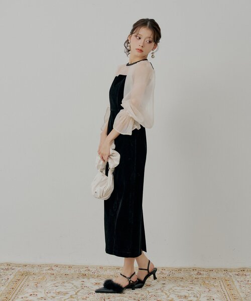 Chico（チコ） ワンピース 「WEB限定/SALON by Chico」配色シースルー