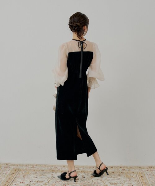 Chico（チコ） ワンピース 「WEB限定/SALON by Chico」配色シースルー