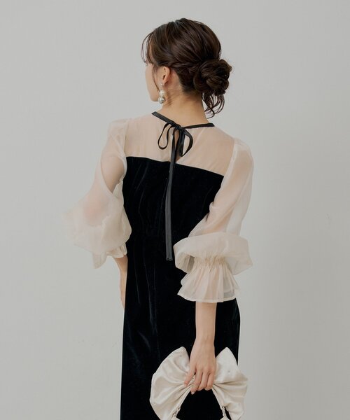 Chico（チコ） ワンピース 「WEB限定/SALON by Chico」配色シースルー