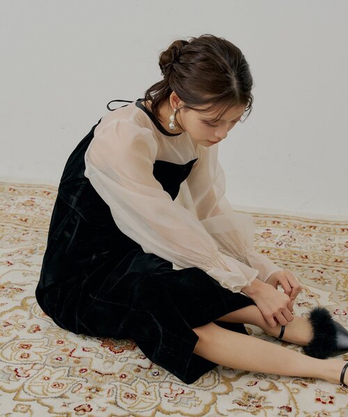 Chico（チコ） ワンピース 「WEB限定/SALON by Chico」配色シースルー