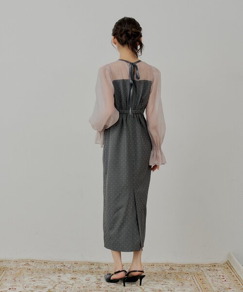 Chico（チコ） ワンピース 「WEB限定/SALON by Chico」配色シースルー