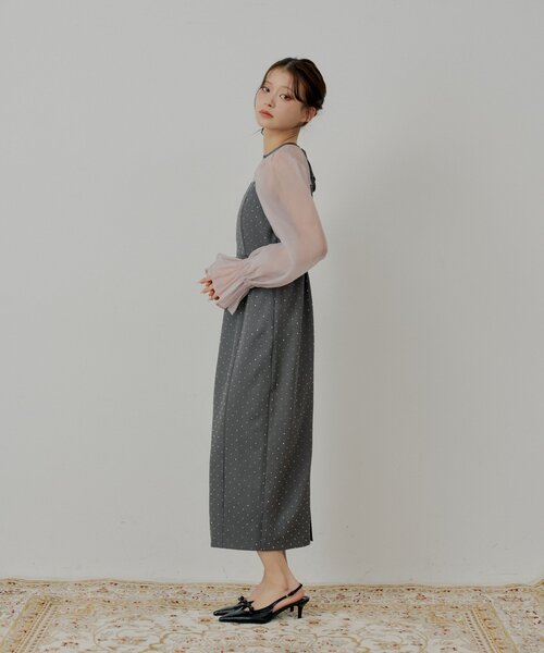 Chico（チコ） ワンピース 「WEB限定/SALON by Chico」配色シースルー